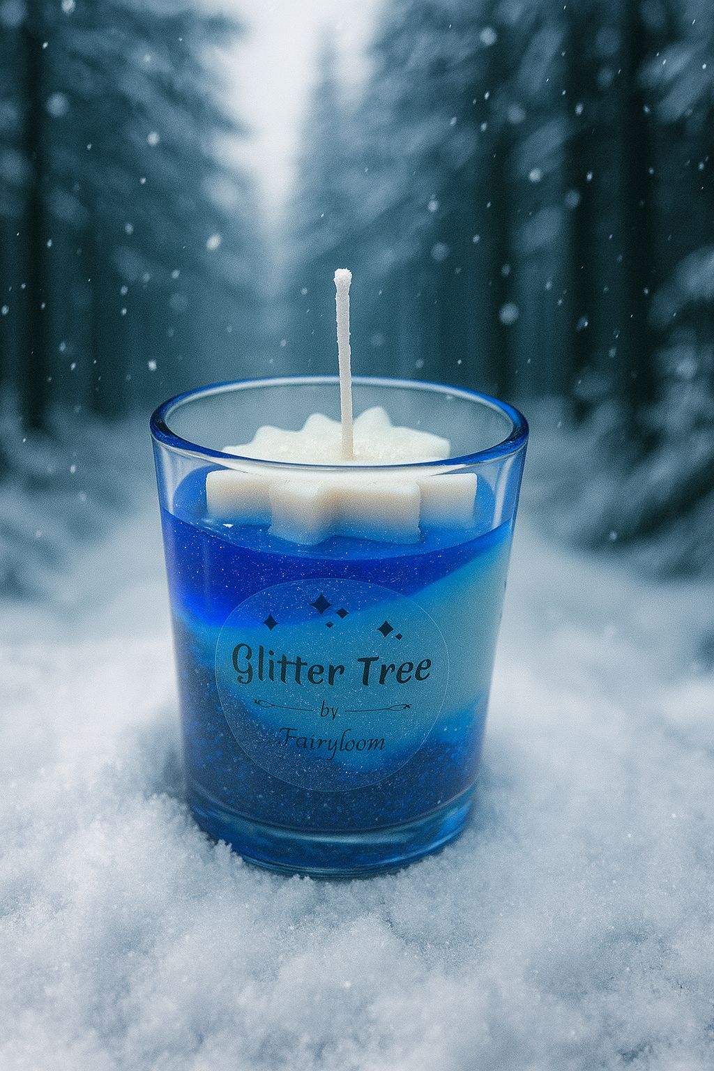 Glitter Tree – blaue Glitzerkerze von Fairyloom